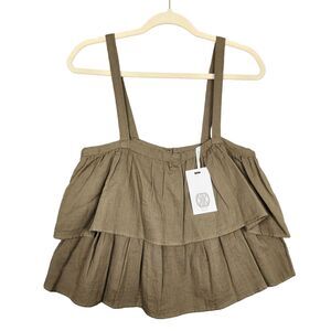 NWT KOCH Green Goldie Top Tiered Ruffle Cotton Crop Tank USA SIZE SMALL